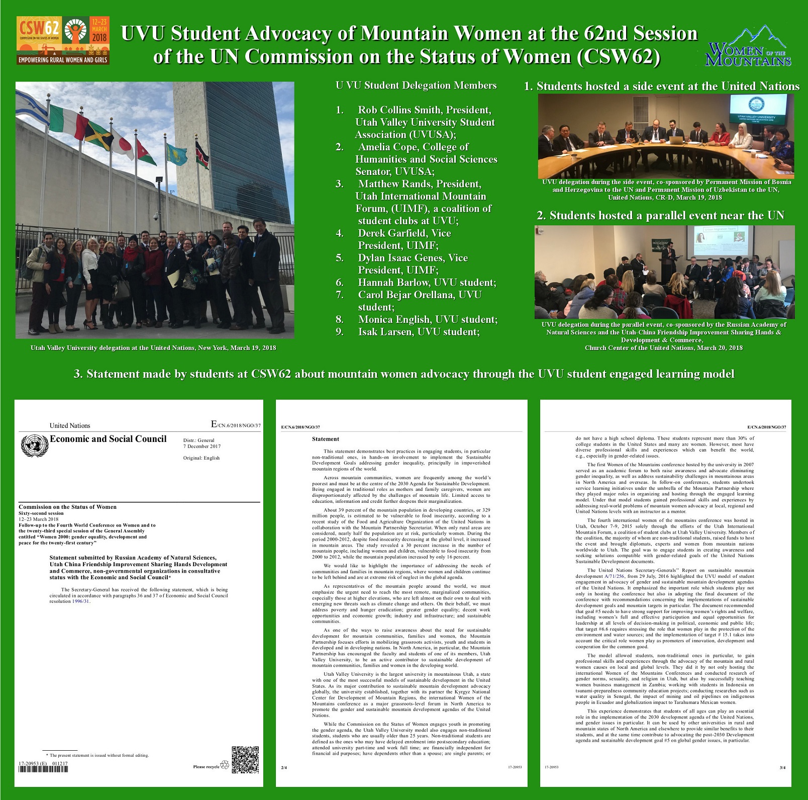 CSW62 Visit Results poster